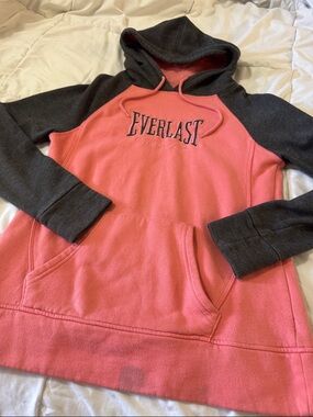 Everlast Pink and Charcoal Colorblock Pullover Hoodie